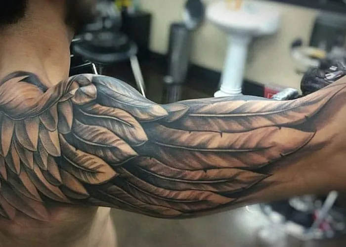 Wing tattoo on the shoulder