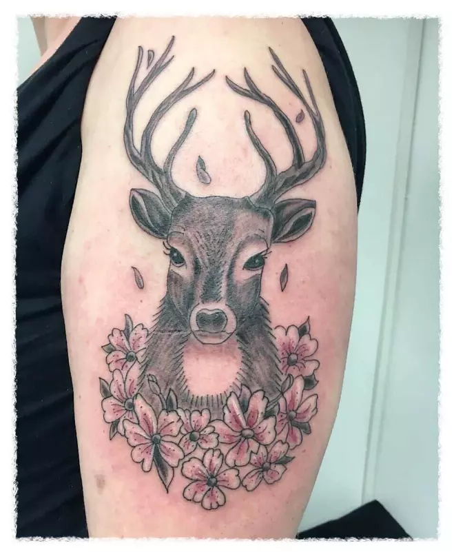 A selection of deer tattoos for women