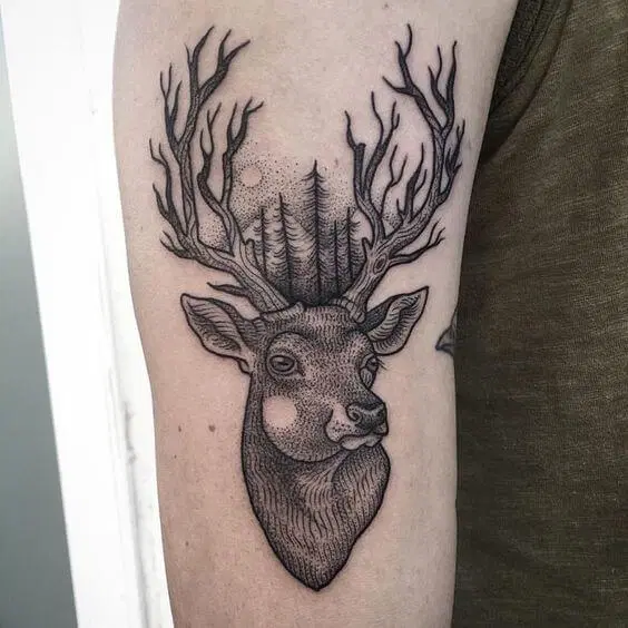 A selection of deer tattoos for women