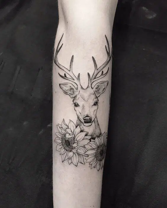 A selection of deer tattoos for women