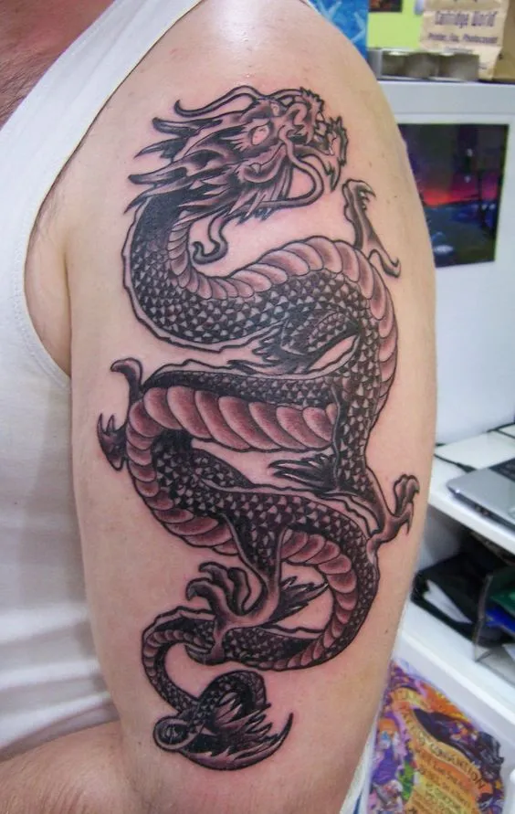 dragon tattoo on the shoulder