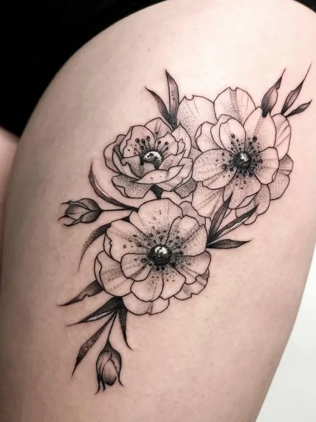 Floral tattoos on legs