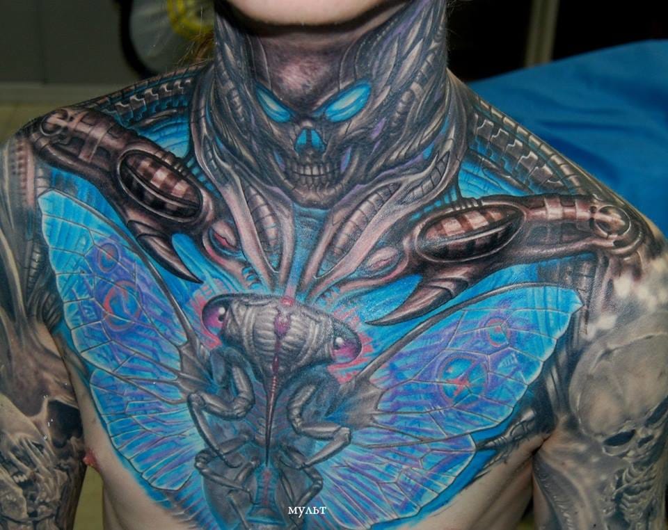 Bioorganic tattoos on the chest