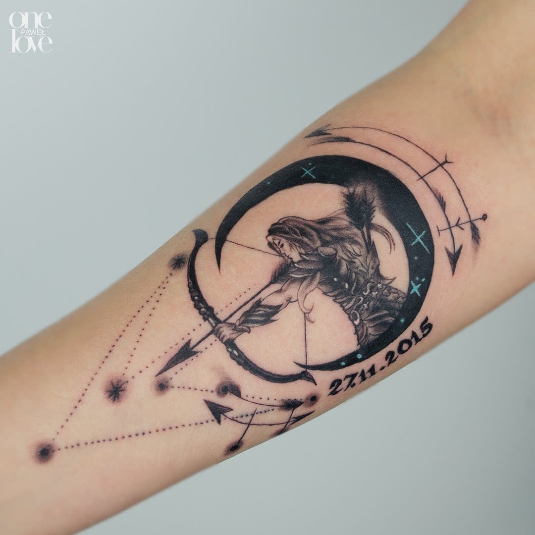 Sagittarius tattoo ideas with bow and arrow