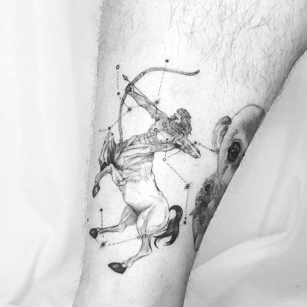 Sagittarius tattoo ideas with bow and arrow