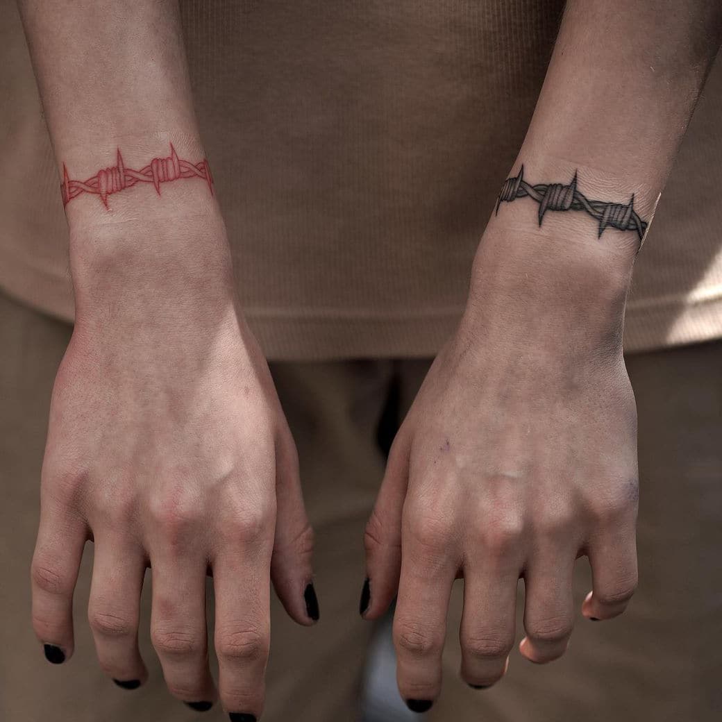 Tattoo Bracelet with Barbed Wire