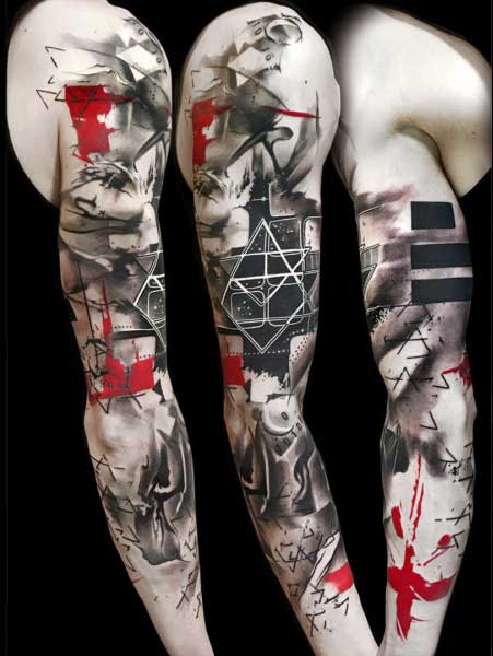 Thrash polka dot tattoos full sleeve