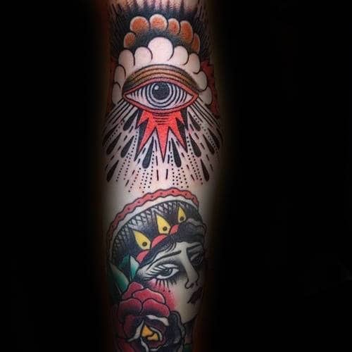 Eye tattoos on the arm