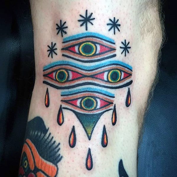 Eye tattoos on legs