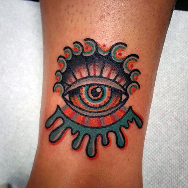 Eye tattoos on legs