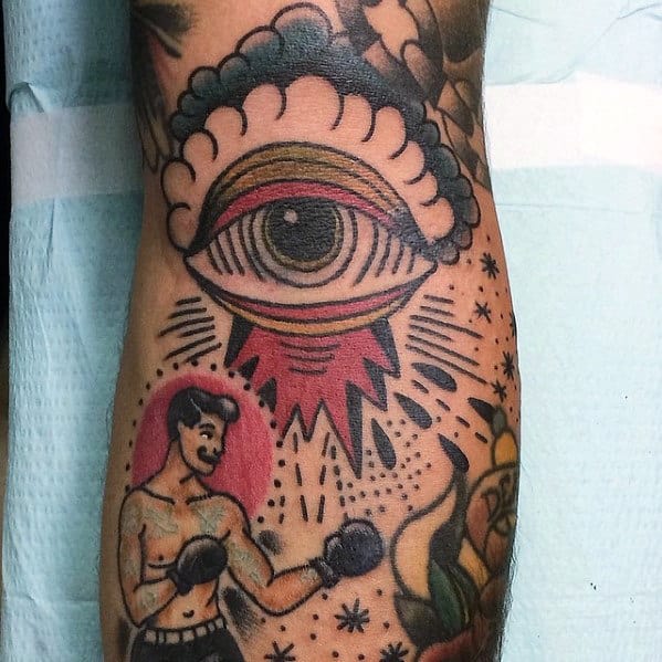 Eye tattoos on legs