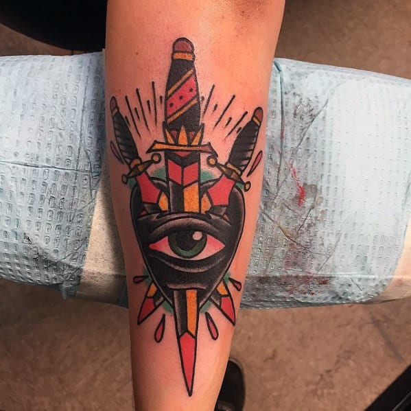 Eye tattoos on forearm