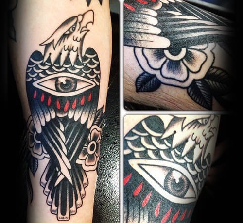 Eye tattoos on forearm