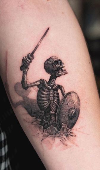 Skull tattoos on the arm