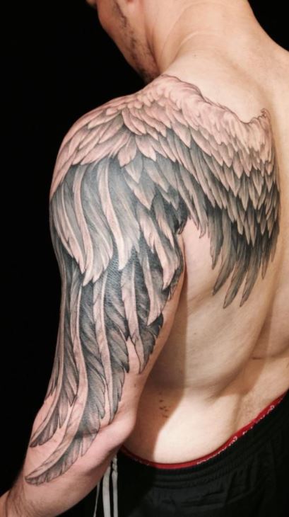 Tattoos of angel wings on the arm