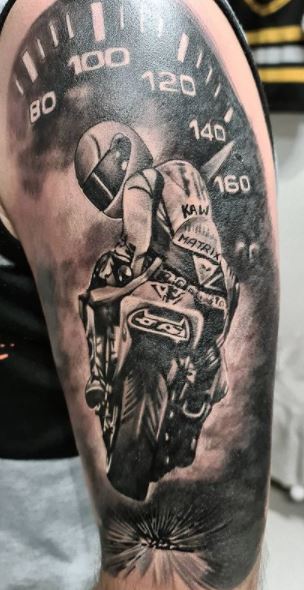 Motorcycle tattoos on the arm