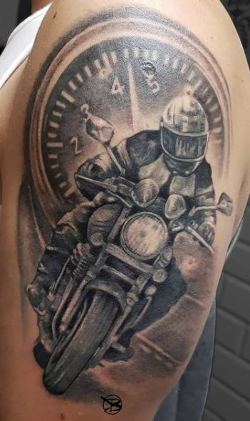 Motorcycle tattoos on the arm