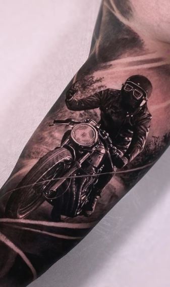 Motorcycle tattoos on the arm