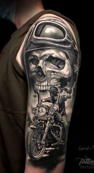 Motorcycle tattoos on the arm