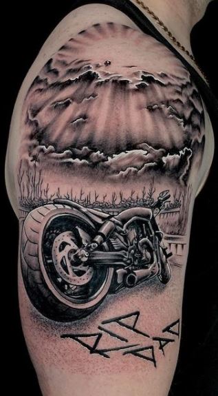 Motorcycle tattoos on the arm