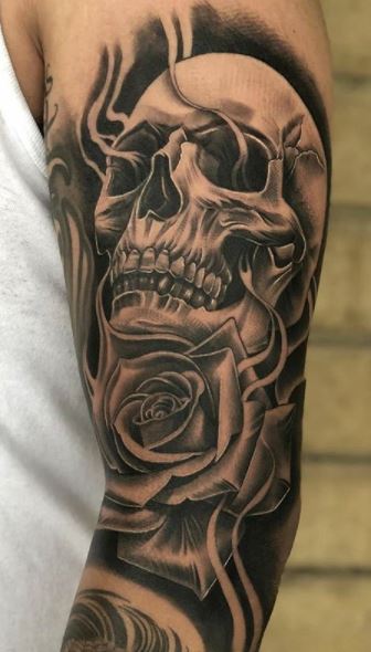 Skull tattoos on the arm