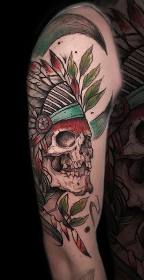 Skull tattoos on the arm