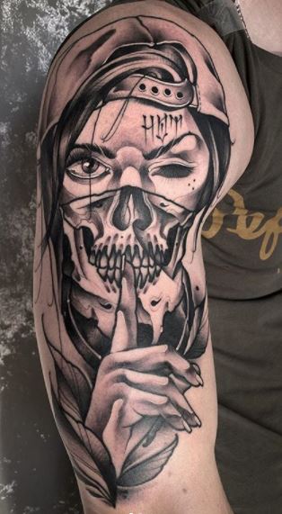 Skull tattoos on the arm