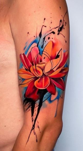 Colorful tattoos on the arm