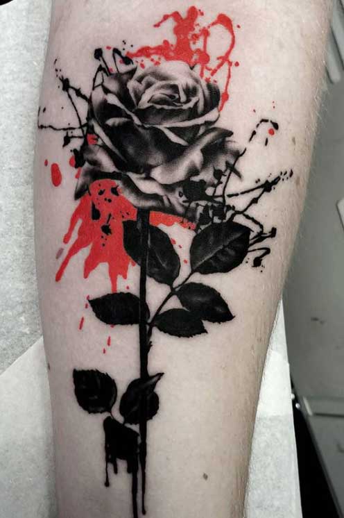 Tattoos with Roses in a Thrash Polka Style