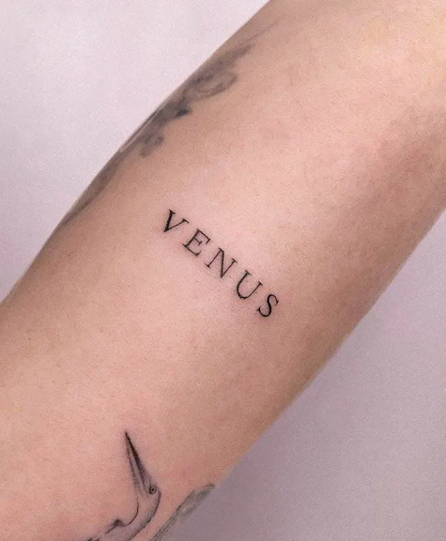 Tattoo with the inscription Venus