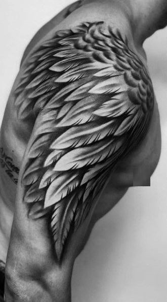 Tattoos of angel wings on the arm