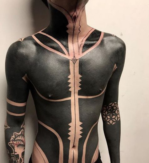 Blackwark full body tattoo