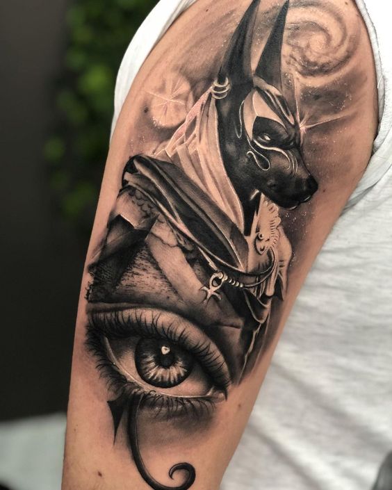 Tattoo of Anubis on the arm