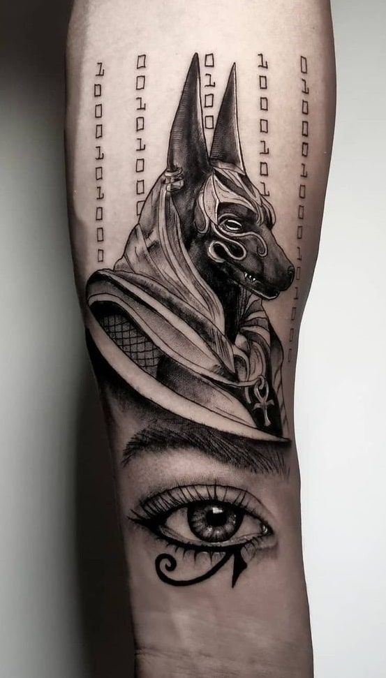 Tattoo of Anubis on the arm