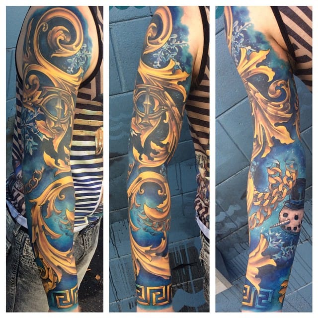 Baroque color sleeve tattoo