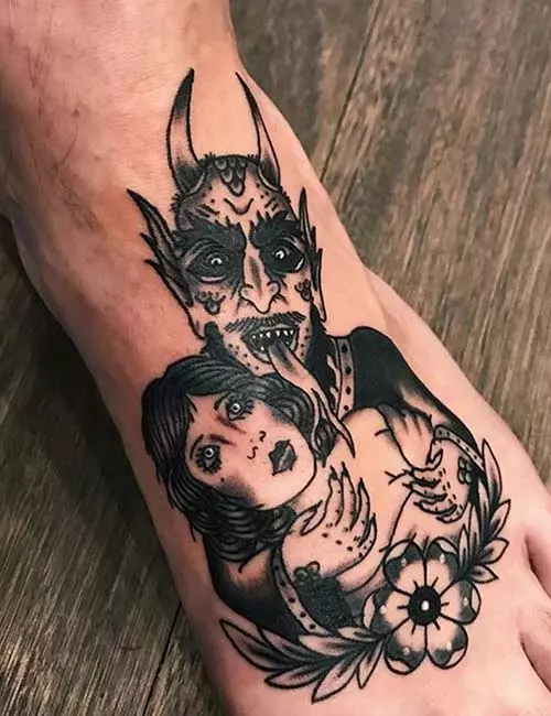 Tattoo of a demon on your leg