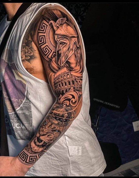 Tattoo of the god Poseidon sleeve