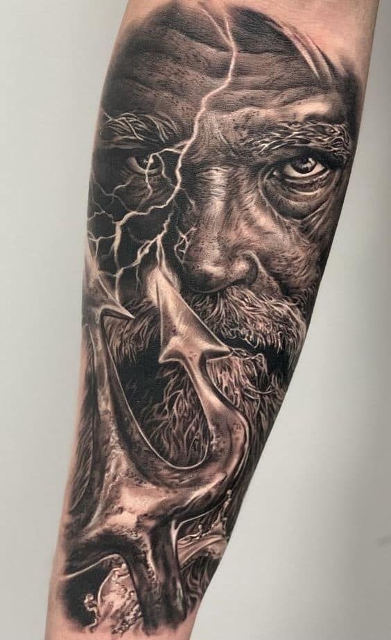 Tattoo of the god Poseidon