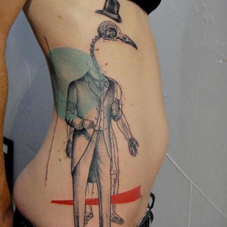 Art Brut style tattoos on the side