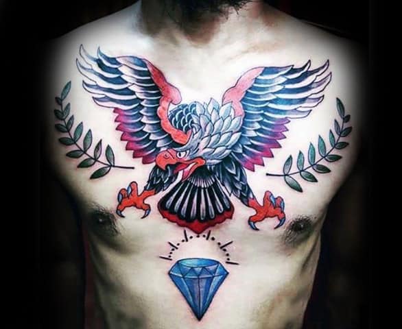 Diamond chest tattoo