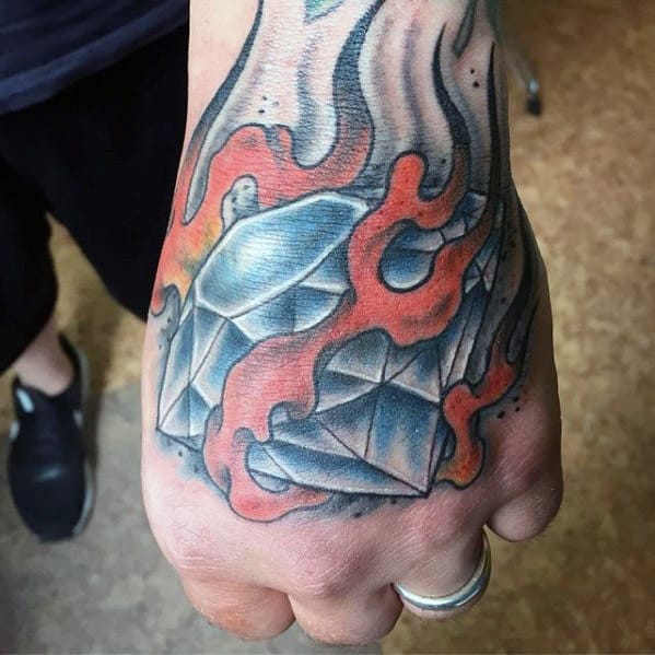 Colored Diamond Fist Tattoo