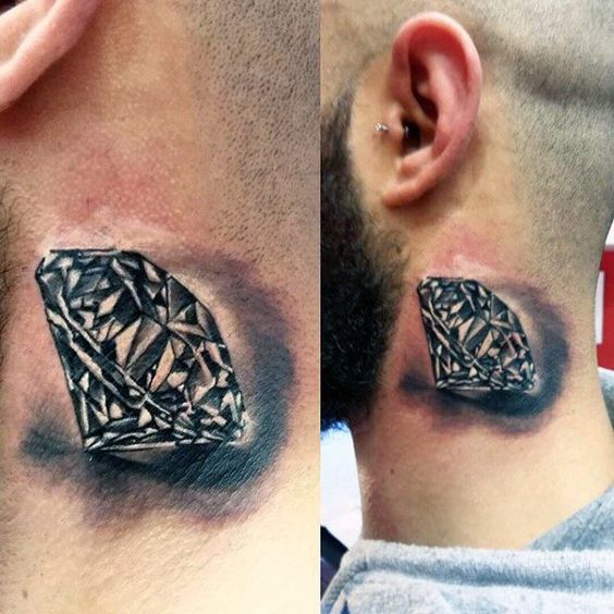 Tattoo of a diamond on the neck