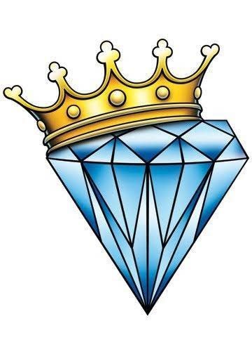 Sketch for a tattoo of a colored diamond with a crown