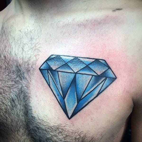 Tattoo of a diamond on the chest