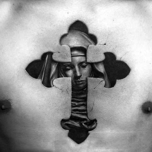 Tattoo of a cross on your stomach