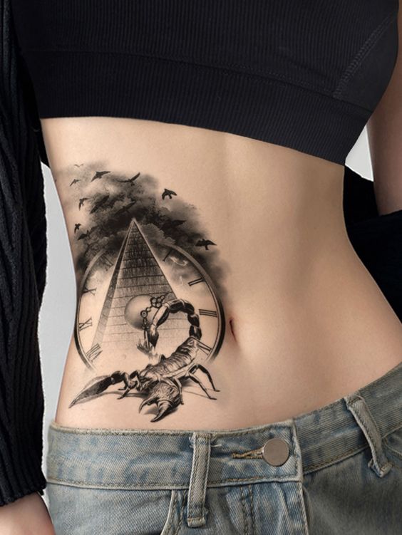 Realistic style tattoo on the side