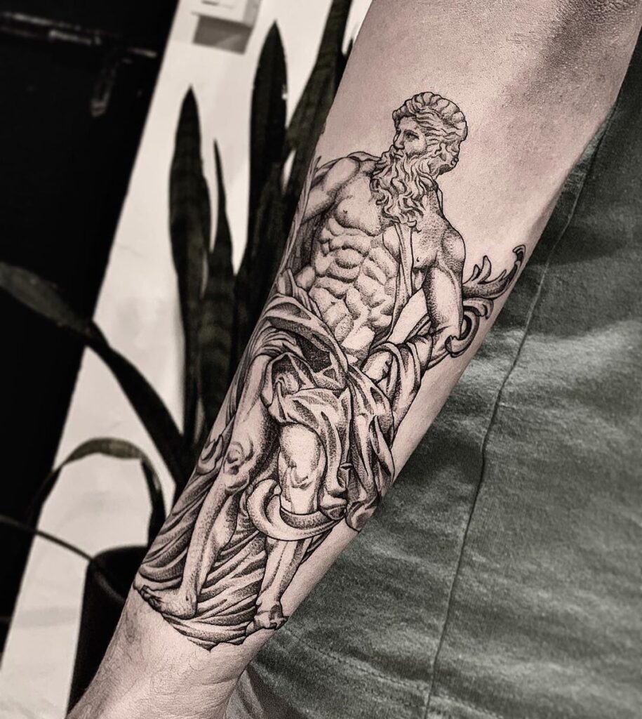 Poseidon tattoo on the arm