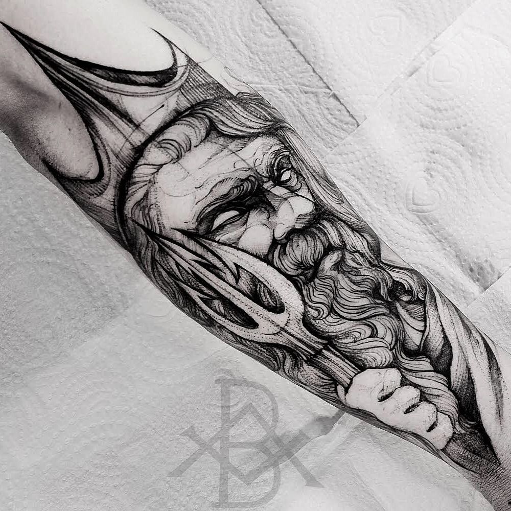 Poseidon tattoo sketch