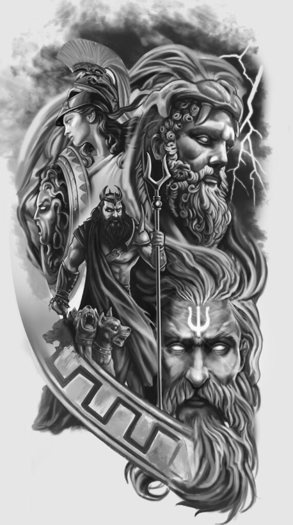 Poseidon tattoo sketch