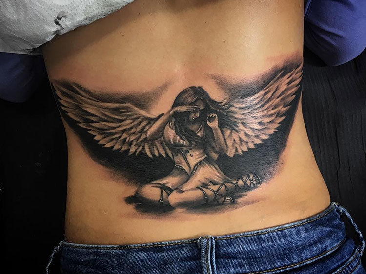 Tattoo of an angel on the back